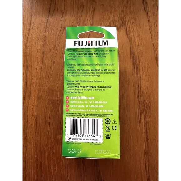 New Fujifilm QuickSnap 400 Speed Flash Camera 27 exposures expires 06/24 in box - Picture 3 of 3